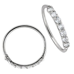 Jewelry Avalanche Unisex 20G 14K Gold 7-stone Nose Hoop Ring with Moissanites, 8mm Nose Ring - 1 of 4