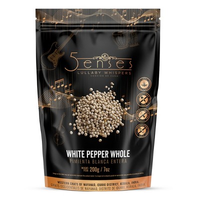 5Senses Malabar Whole White Pepper | Pimienta Blanca | Lullaby Whispers | 100% Natural, Non-GMO, Fairtrade