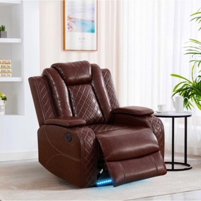 DOMETOUR Brown Breathing Leather Living Room Recliner Chair