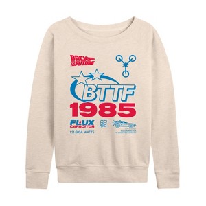 Women's - Back to the Future - Jersey Americana Lightweight French Terry Wide Neck Long Sleeve Graphic Shirt - 1 of 4
