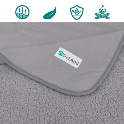 Small Light Gray Waterproof Sherpa Fleece Pet Blanket