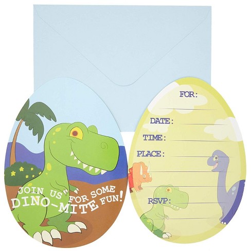 Blue Panda Dinosaur Invitations For Birthday Party With Envelopes 36 Count Target