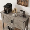 Coffee Bar Cabinet with Doors, Buffet Cabinet with 2 Storage Cabinet Open Shelf, Wood Console Table, Entryway Table for Kitchen, Living Room, Hallway - 3 of 4