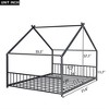 Full Size House Bed, Metal Floor Bed Frame With Roof, House Shape Bed With Metal Slats Support For Teens Kids Boys Girls, No Box Spring Needed - 2 of 4