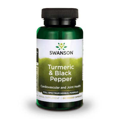Swanson Turmeric & Black Pepper Supplement, Helps Support Cardiovascular, Liver, Mood & Memory Health, Promotes Joint Mobility, 60 Capsules.