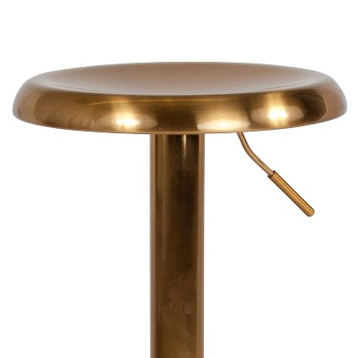 Gold Adjustable Swivel Backless Metal Barstool