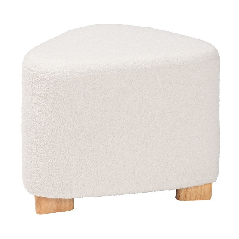 Baxton Studio Brielle Modern and Contemporary Ivory Boucle Upholstered and Natural Brown Finished Wood Ottoman, 2 of 8