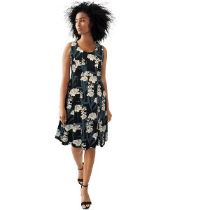 ellos Women's Plus Size Knit Fit And Flare Knit Dress - 1 of 4
