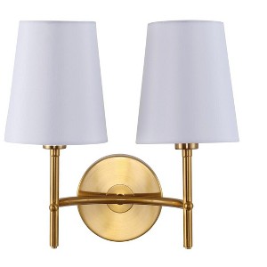 Barrett 2 Light 7.5" Wall Sconce - SCN4033 - Brass - Safavieh - 1 of 4