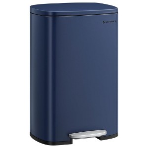 SONGMICS 13 Gallon Trash Can, Stainless Steel Kitchen Garbage Can, Step-On Pedal, Inner Bucket, 25.9 inches (H) x 16.7 inches (W) x 12.5 inches (D) - 1 of 4