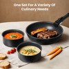 FONTOI 12 pcs Pots and Pans Set, Nonstick Kitchen Induction Cookware Suit with Detachable Handle, Dishwasher Oven Safe Cook, Black, 10.2"*10.2"*3.1" - 2 of 4