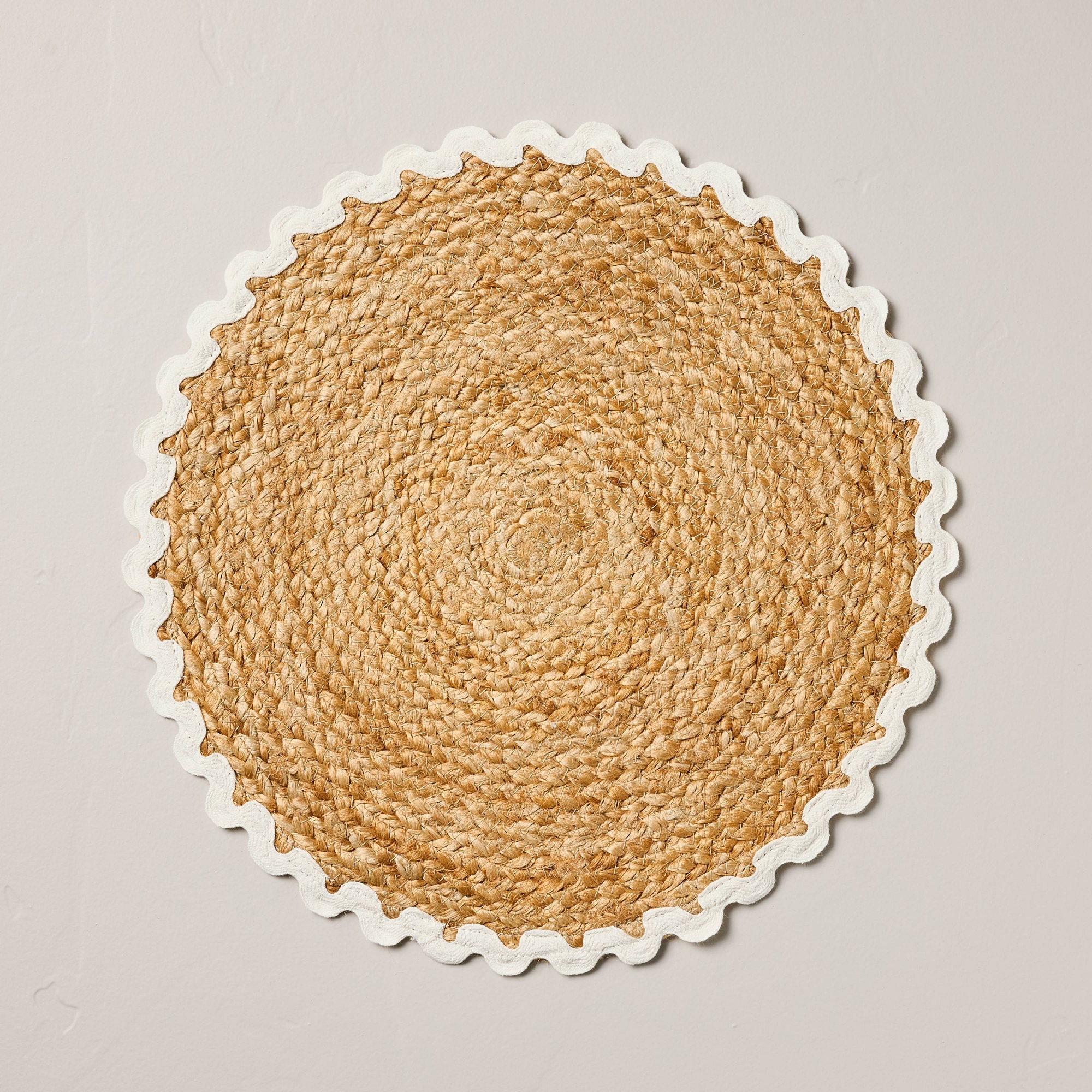 Round Woven Charger Rickrack Trim Cream - Hearth & Hand™ with Magnolia