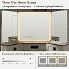 SinCiDo 48" Farmhouse Corner Vanity Desk, w/ 3 Way Mirror & Lights, Charging Station, Glass Tabletop, 3 Drawers and 2 Lockers, Bedroom Dressing Table - 3 of 4