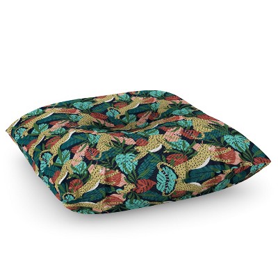 Heather Dutton Spotted Jungle Cheetahs Midnight Square Floor Pillow - Deny Desings