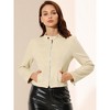 Allegra K Women's Faux Suede Stand Collar Zip Up Long Sleeve Moto Biker Jacket - 3 of 4