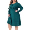 Agnes Orinda Women's Plus Size Long Sleeve Elegant Knitted Criss Cross V Neck Sweater Midi Dress - 2 of 4