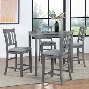 5-Piece Dining Set with Wooden Square Table and 4 Chairs - 1 of 4