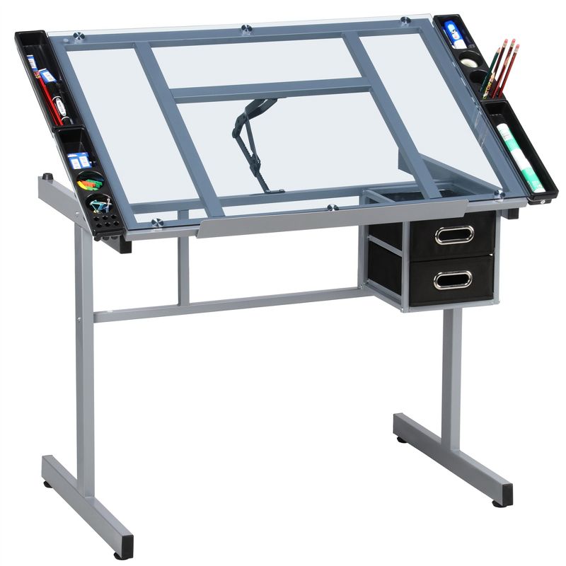 Yaheetech Adjustable Drafting Drawing Craft Table Black, 1 of 11
