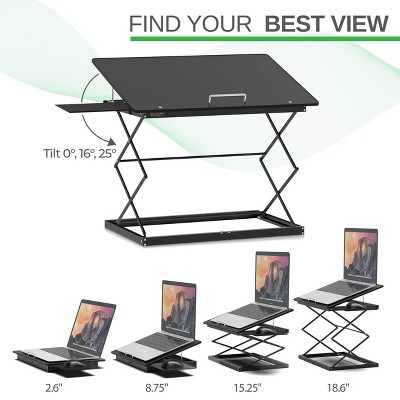 Adjustable Black Metal Foldable Standing Desk Converter