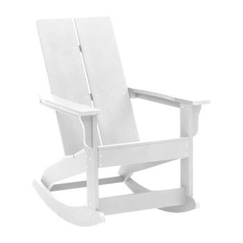 Emma and Oliver Modern All-Weather Poly Resin Adirondack Rocking Chair for Indoor/Outdoor Use