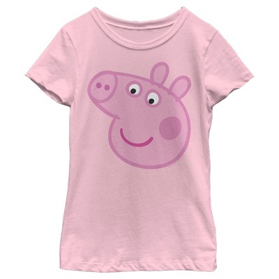 Girl's Peppa Pig Large Face T-Shirt - Light Pink - X Small