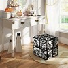 Ottoman Foot Rest Soft and Comfortable Ottoman Square  Black and white print Design Sofa Stool - Black - 3 of 4