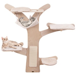 Tangkula Wall-Mounted Cat Tower w/ Hammock 4 Platforms Sisal Scratching Mat for Indoor - 1 of 4