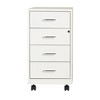 Space Solutions 18" Deep 4 Drawer Metal Mobile Organizer with 4 Box Drawers Locking Pearl White - 3 of 4