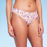 Women's Ruffle Cheeky Bikini Bottom - Shade & Shore™ Cream Floral Print