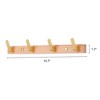REGALWOVEN Rustic Wood Aluminum Waterproof Smooth Touch Coat Hook Rack with 4 Hooks - 2 of 4