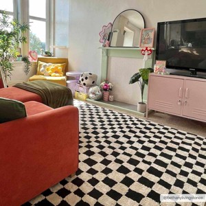 Hauteloom Lajos Black & White Checkered Area Rug - 1 of 4