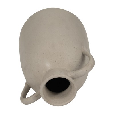 10" Beige Ceramic Vase with Dual Handles