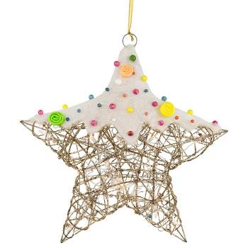 Northlight 17" Lighted Champagne Gold Candy Covered Star Christmas Window Decoration