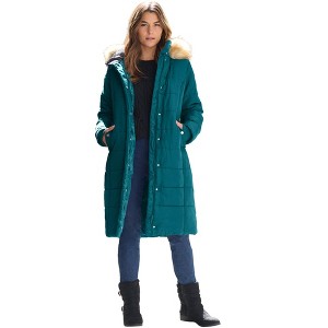 Roaman's Mid Length Quilted Puffer Jacket - 1 of 4