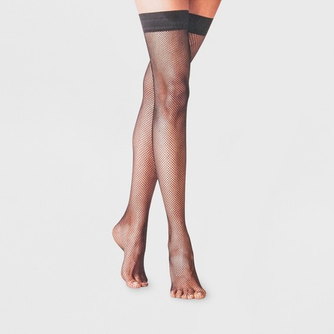 Women's Fishnet Thigh Highs - A New Day™ Black L/XL