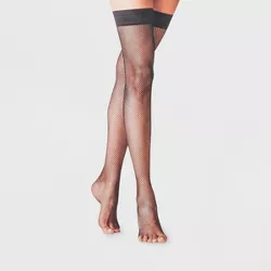 Women's Fishnet Thigh Highs - A New Day™ Black