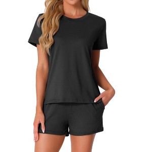INSPIRE CHIC Womens Pajama Sets 2 Piece Lounge Set Short Sleeve Top and Shorts Soft Pj Set Loungewear Sets Comfy Sleep Sets - 1 of 4