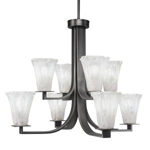 Toltec Lighting Apollo 8 - Light Chandelier in  Graphite with 5.5" Fluted Italian Ice Shade - 1 of 1