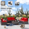 ALAULM Outdoor Patio Furniture Set Outdoor Sectional Rattan Sofa Set Brown Manual Wicker Patio Conversation Set with Cushions - 4 of 4