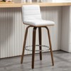 Bekrvio 26" Counter Height Bar Stools - PU Leather Swivel, L Shape Back, Upholstered, Mid-Century Modern Chairs for Kitchen Counter Island - 2 of 4
