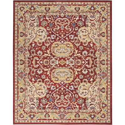 Majestic Medallion Red & Gold Wool Blend 8' x 10' Area Rug