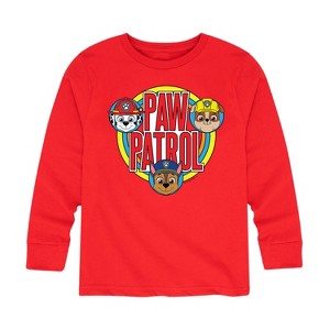 Boys' - Paw Patrol - Marshall Rubble Chase Retro Circle Logo Long Sleeve Graphic T-Shirt - 1 of 4