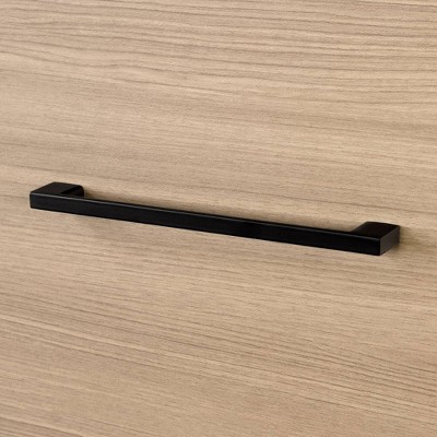 Soft Elm and Matte Black L-Shaped Computer Desk with Power Outlet