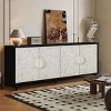 63'' Rustic Floral Carved Storage Cabinet and TV Stand with Adjustable Shelves for Entryway or Living Room-Baofuwish - 3 of 4