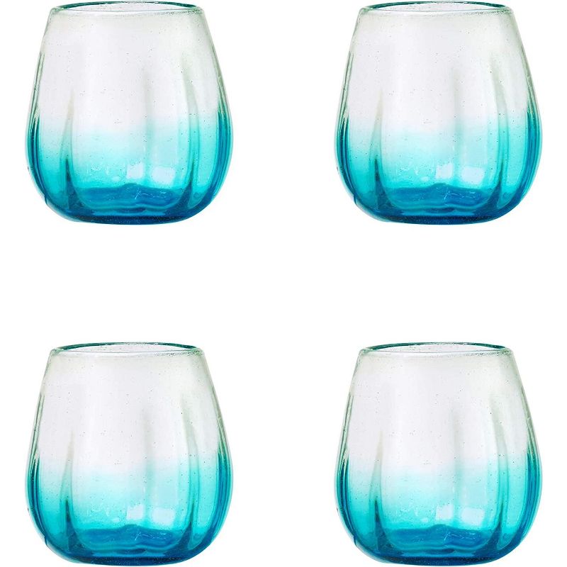 Amici Home Rosa 16 Ounce Mexican Glass Drinkware, Stemless Fine-Wine Glasses, Optic Finish, Set of 4, 1 of 6