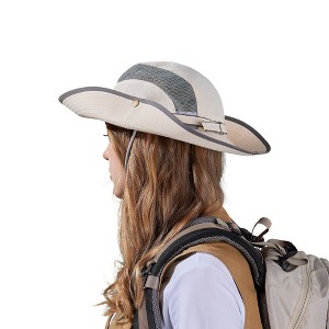 Anna-Kaci Wide Brim Outdoor Hat with Mesh Ventilation Snap-Up Sides and Chin Strap for Hiking, Beach, Travel, and Sun Protection - 1 of 4