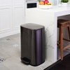 QUALIAZERO 13 GAL/50L, RECTANGLE SHAPE, BLACK STAINLESS STEEL STEP-ON CAN, WITH SOFT CLOSE LID, BRUSH FINISH - 3 of 4