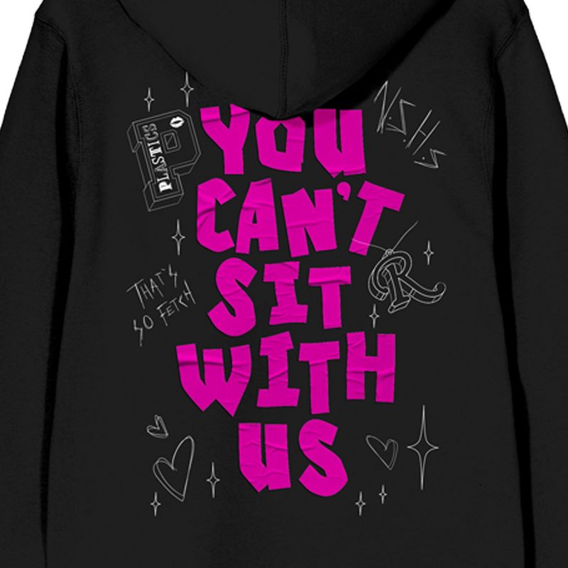 Mean Girls You Can't Sit With Us Long Sleeve Black Adult Zip-Up Hoodie, 4 of 5