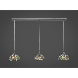 Toltec Lighting Any 3 - Light Chandelier in  Brushed Nickel with 7" Kaleidoscope Art Glass Shade - 1 of 1