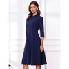 INSPIRE CHIC Women's Vintage 3/4 Sleeves Stand Collar Office Work Elegant A-Line Dress - 4 of 4